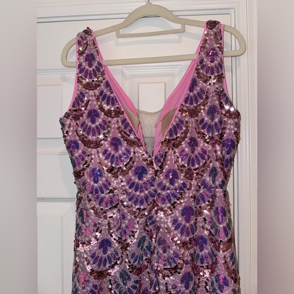 NWT Angel Fashions Sequin Mermaid Gown Pink Purple Formal Prom Dress M - Picture 5 of 11